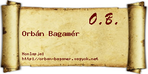 Orbán Bagamér névjegykártya